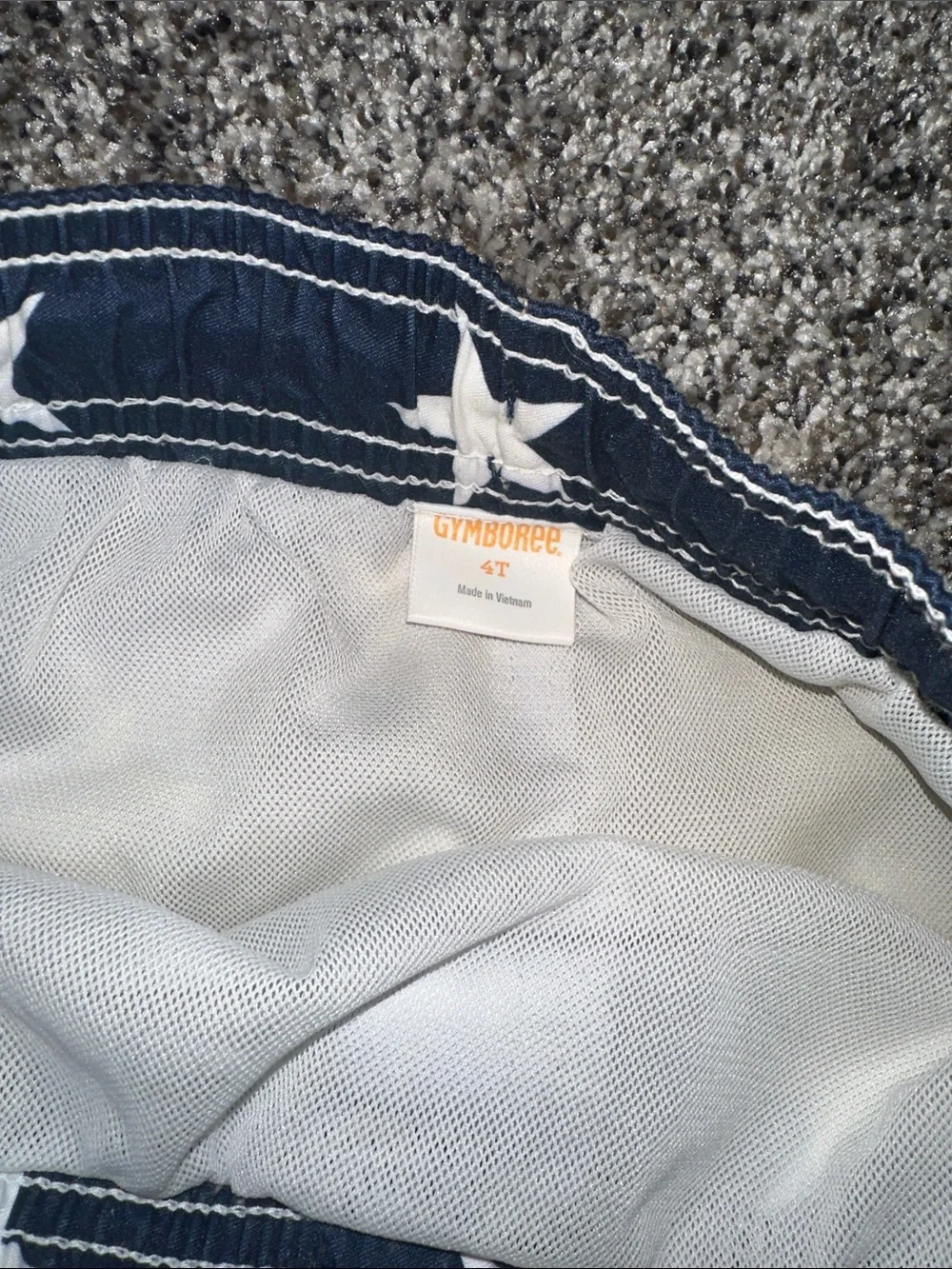 Gymboree Navy, Red & White Star-Stripe Swim Trunks